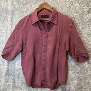 ADMIX Elements Men's Button Shirt  Sz "50" ~ Sz Large Red/Mauve Textured Graph